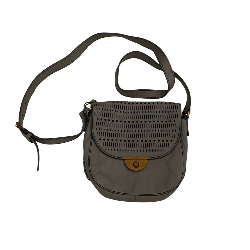 Fossil‎ Emi Grey Saddle Bag Crossbody Leather Purse
